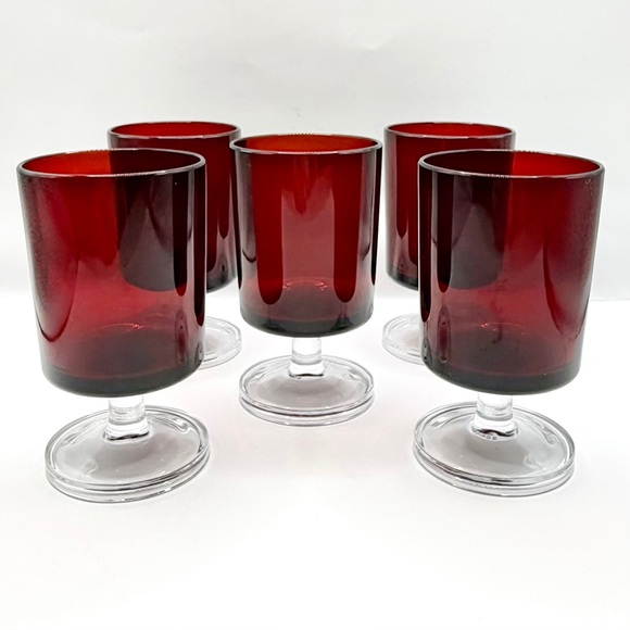 Cavalier Ruby Other - VTG Luminarc Cavalier Ruby Red Wine Juice Glasses 4.1/8" France‎ MCM Set Of 5